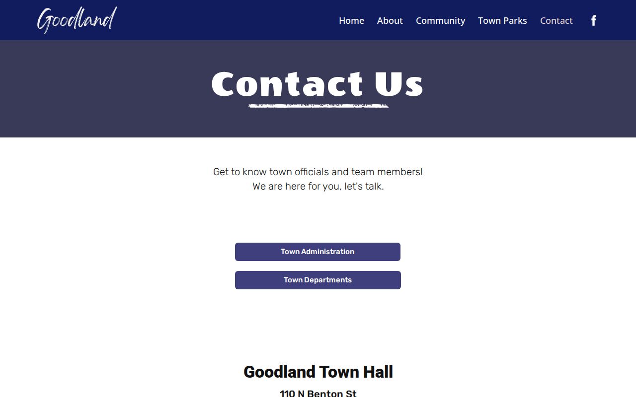 Goodland town marshal and arrest records contact page in Newton County