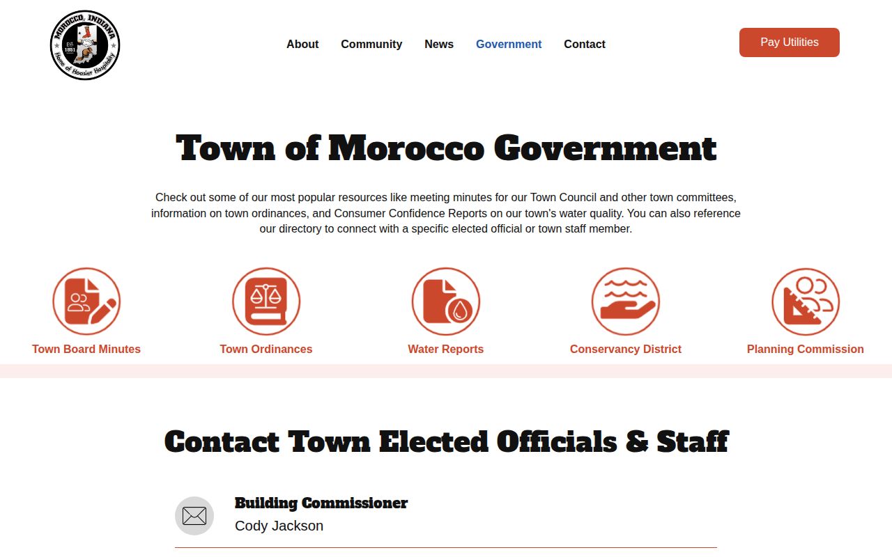 Town of Morocco marshal arrest-record directory in Newton County
